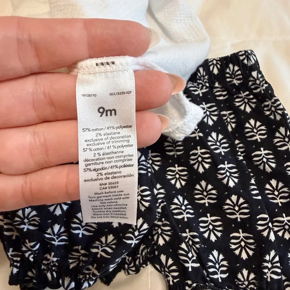NEW - Carters Just One You Baby Girls 9M White Embroidered Top Navy Bloomers Set